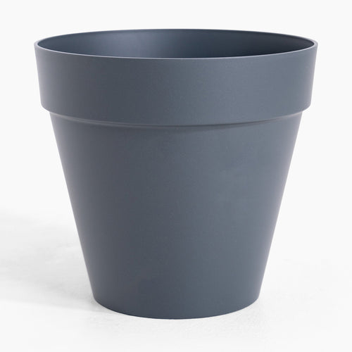 Gray plant pot on a white background