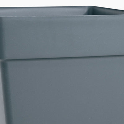 Close-up of a gray rectangular planter