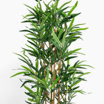 Artificial bamboo plant with green leaves on a white background