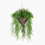 Artificial evergreen hanging basket