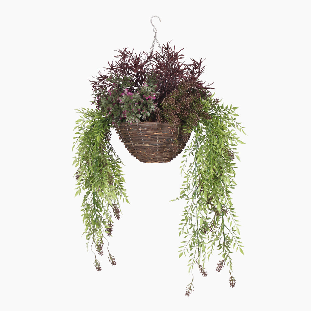 Artificial midnight falls hanging basket