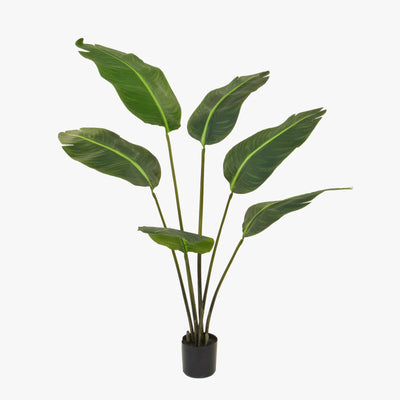 Artificial potted plant with green leaves on a white background