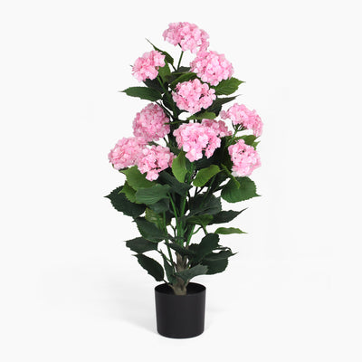 Artificial pink hydrangea shrub
