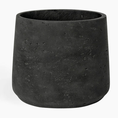 Black textured planter on a white background