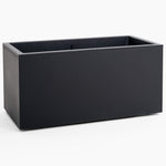 Black rectangular planter box on a white background