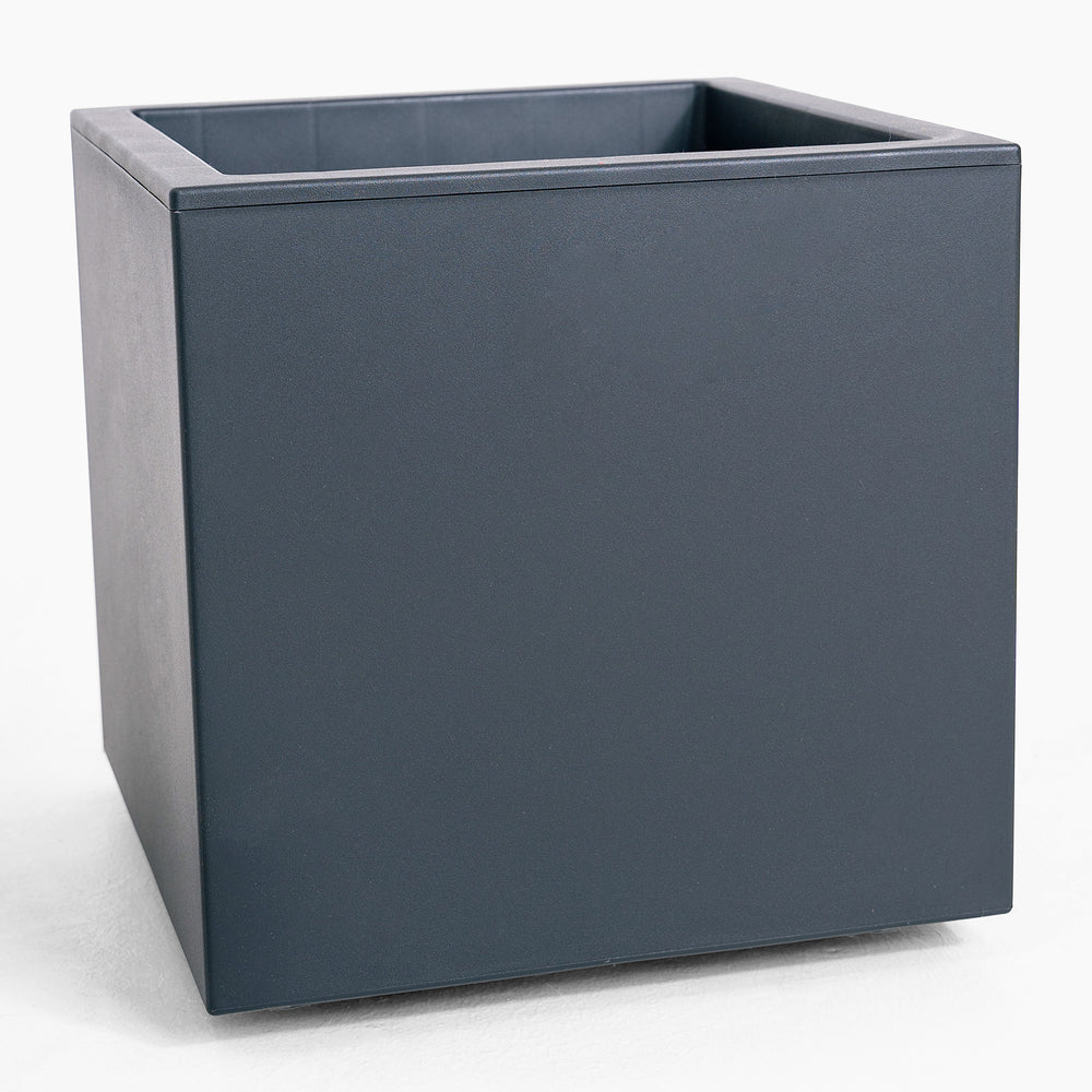 Gray square planter on a white background