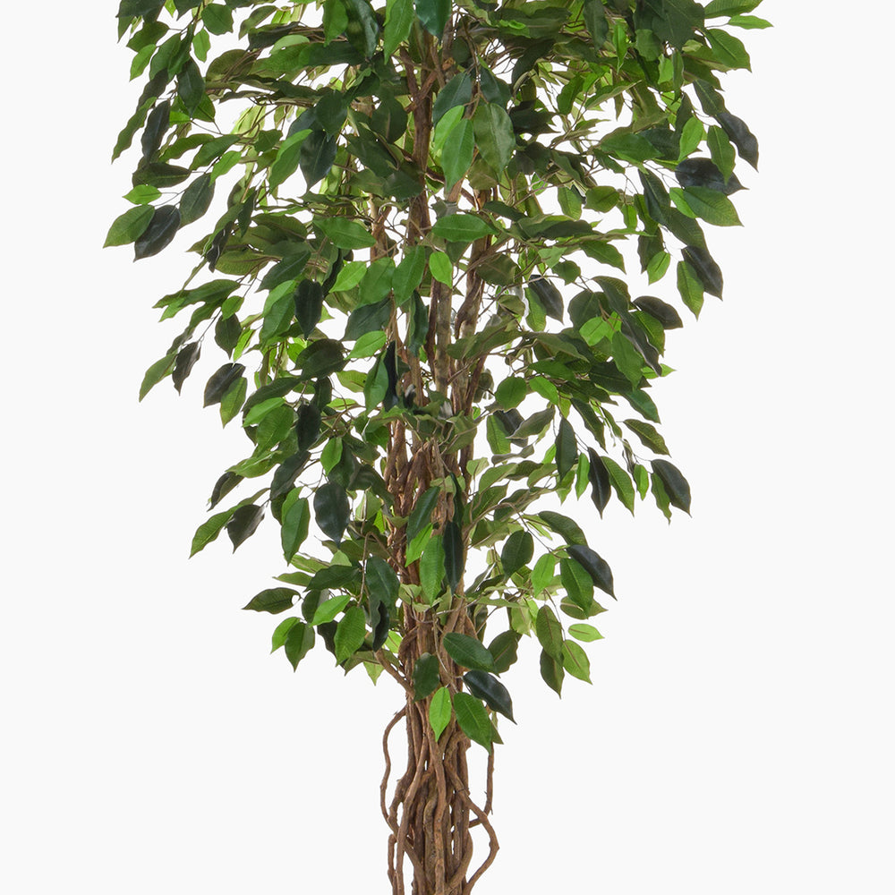 Artificial potted plant with green leaves on a white background