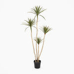 Potted artificial plant with multiple stems on a white background