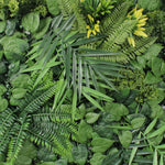 Various green leaves including ferns and other foliage