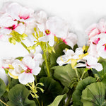 Artificial white pink geranium bush flowers