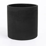 Black cylindrical planter on a white background