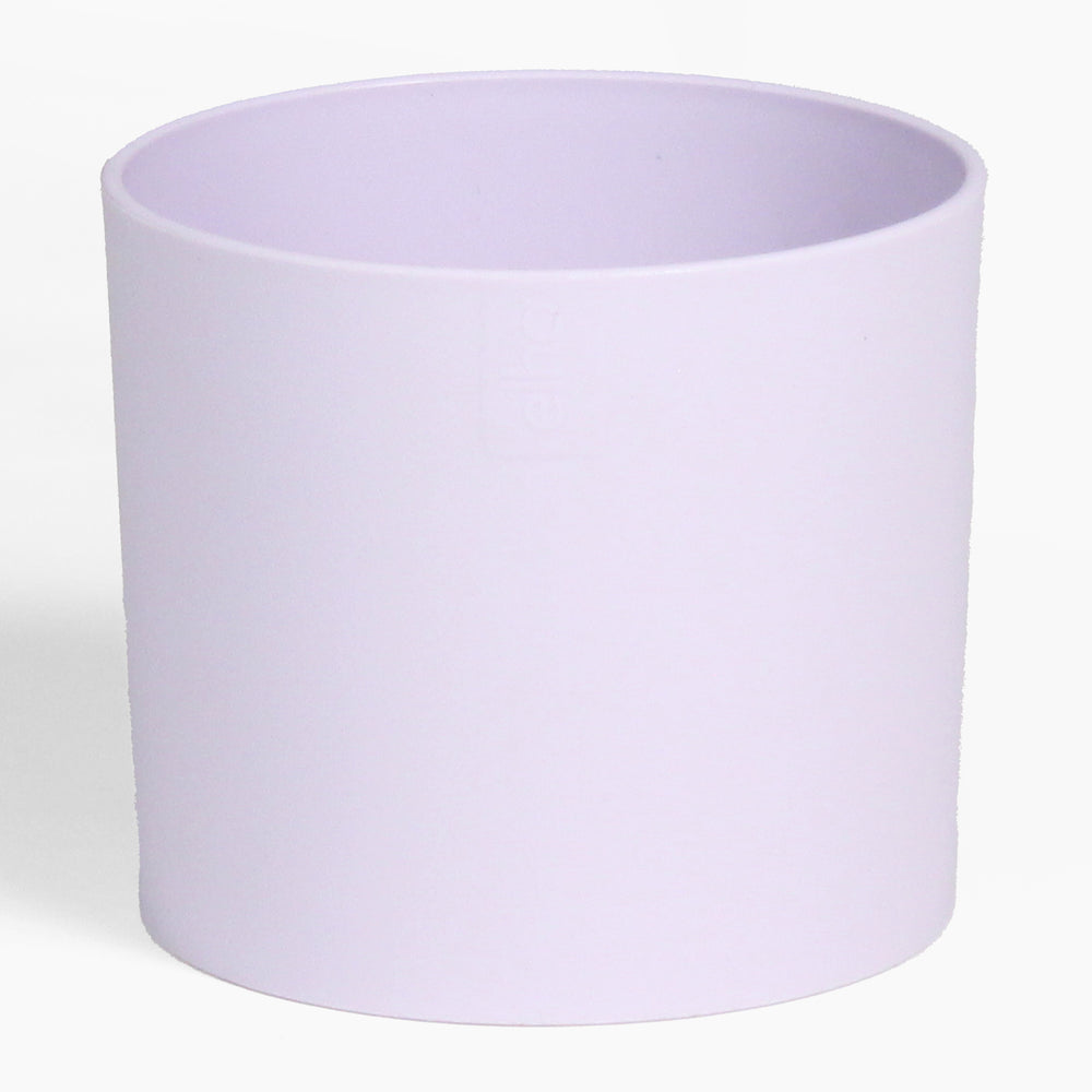 Light purple cylindrical pot on a white background