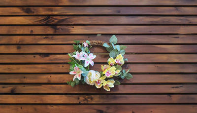 Summer wreath making with artificial flowers