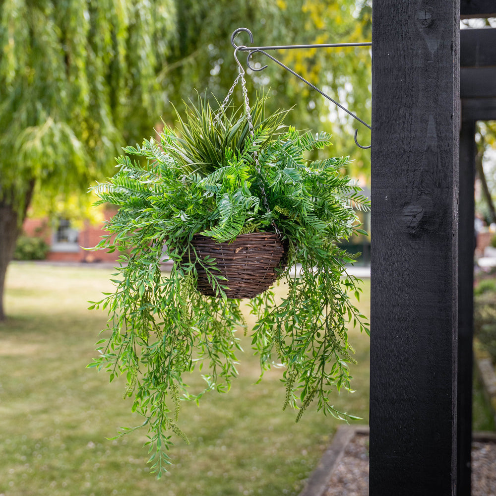 Artificial Evergreen Hanging Basket – Blooming Artificial