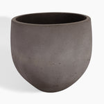 A dark brown concrete planter pot with a textured matte finish, shown against a plain white background.