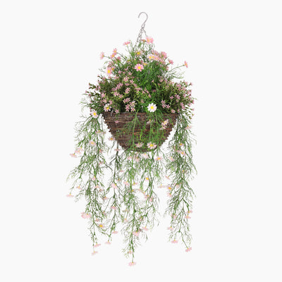 Artificial daisy hanging basket
