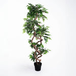 Artificial climbing plant with woven basket on a white background