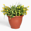 Artificial yellow morning sunshine patio planter