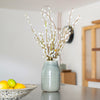 Decorative vase with willow branches on a table in a home setting