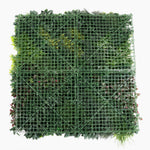 Square grid of artificial greenery on a white background