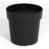 Black plastic pot on a white background