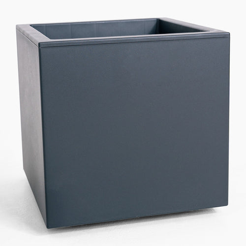 Gray square planter on a white background