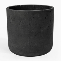 Black cylindrical pot on a white background