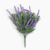 A bushy artificial lavender on a spike on a white background.