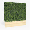 Artificial hedge with wooden base on a white background