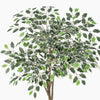 Artificial tree with green leaves on a white background