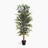Artificial potted plant with green leaves on a white background