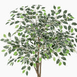 Artificial tree with green leaves on a white background