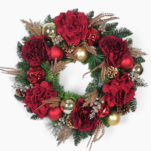 Crimson peony wreath