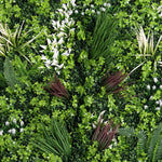 Various types of green plants arranged in a decorative pattern