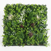 Square arrangement of various green plants on a white background