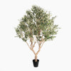 Potted artificial olive tree on a white background