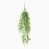 Hanging green artificial plant on a white background