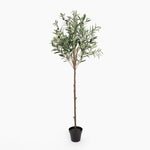 Potted artificial olive tree on a white background