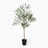 Artificial olive tree in a pot on a white background