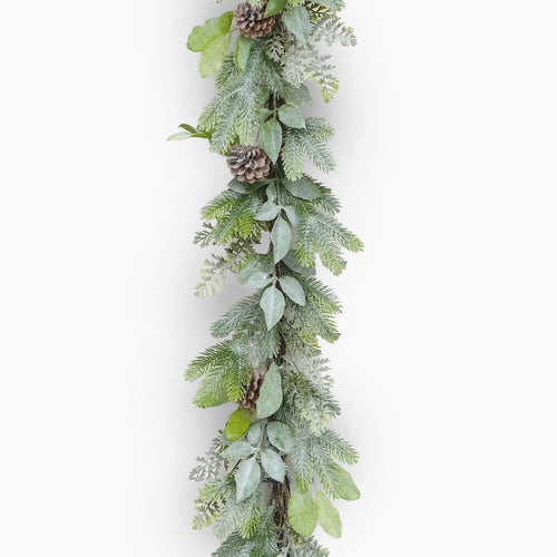 Snow-kissed leaf & pinecone garland