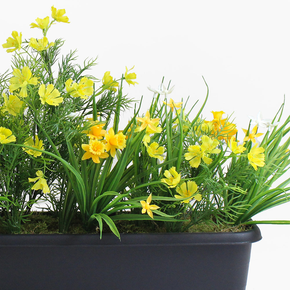Artificial spring hues window box detail