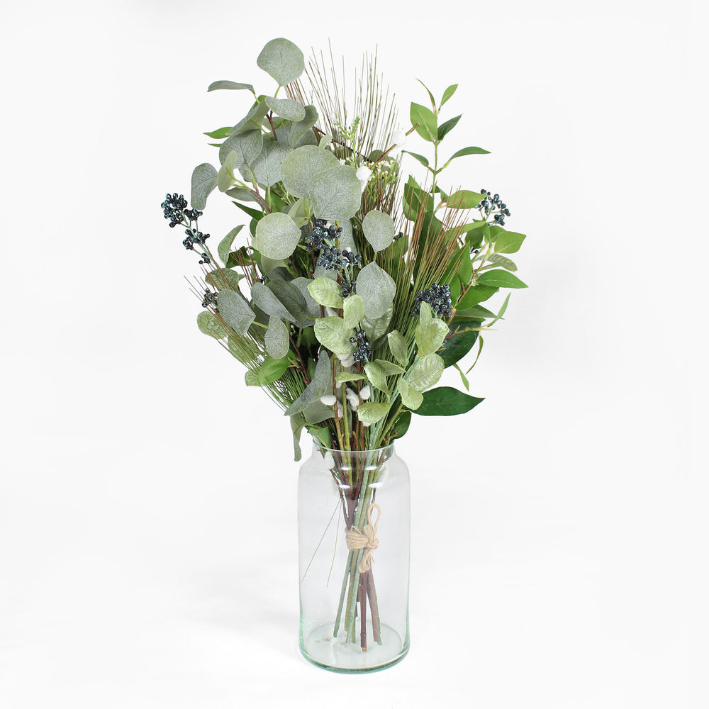 Faux winter foliage berry, eucalyptus and pine bunch