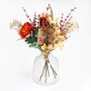 Artificial happy holidays red and gold leaf flower and foliage bunch 