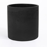 Black cylindrical planter on a white background