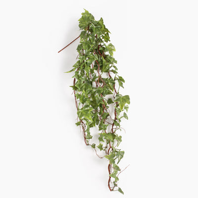 A hanging artificial ivy vine with green leaves and reddish-brown stems, shown against a plain white background.